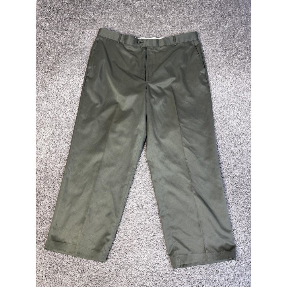 VTG Cobra Pants Mens 40x30 Green Relaxed Microfiber Polyester Dress Flat Front